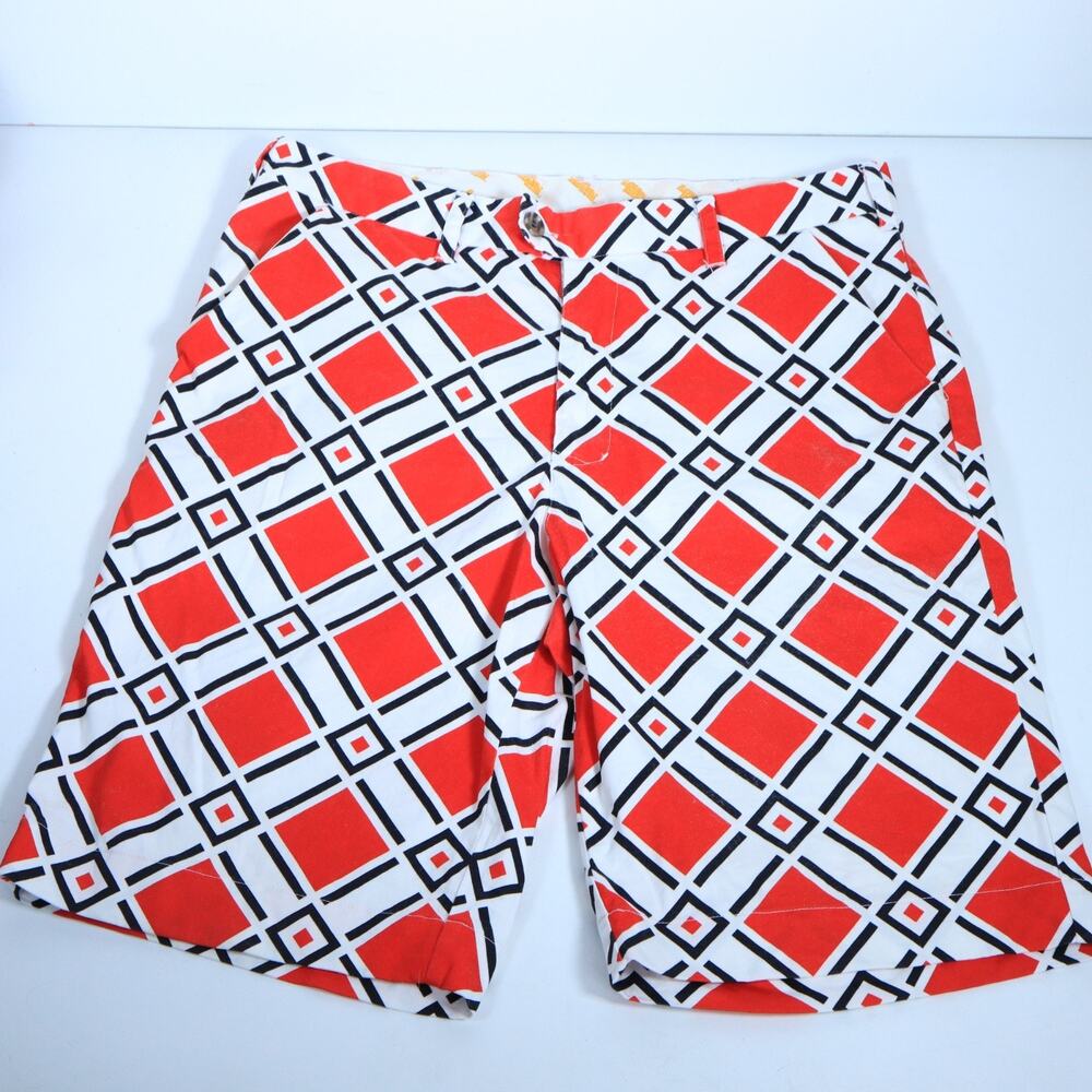 Loud Mouth Golf Shorts Red Diamond Men’s Sz 34 Preppy Classic